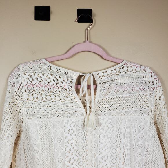 4/$25 Hollister Cream Lace Long Sleeve Blouse Size S - Picture 7 of 10